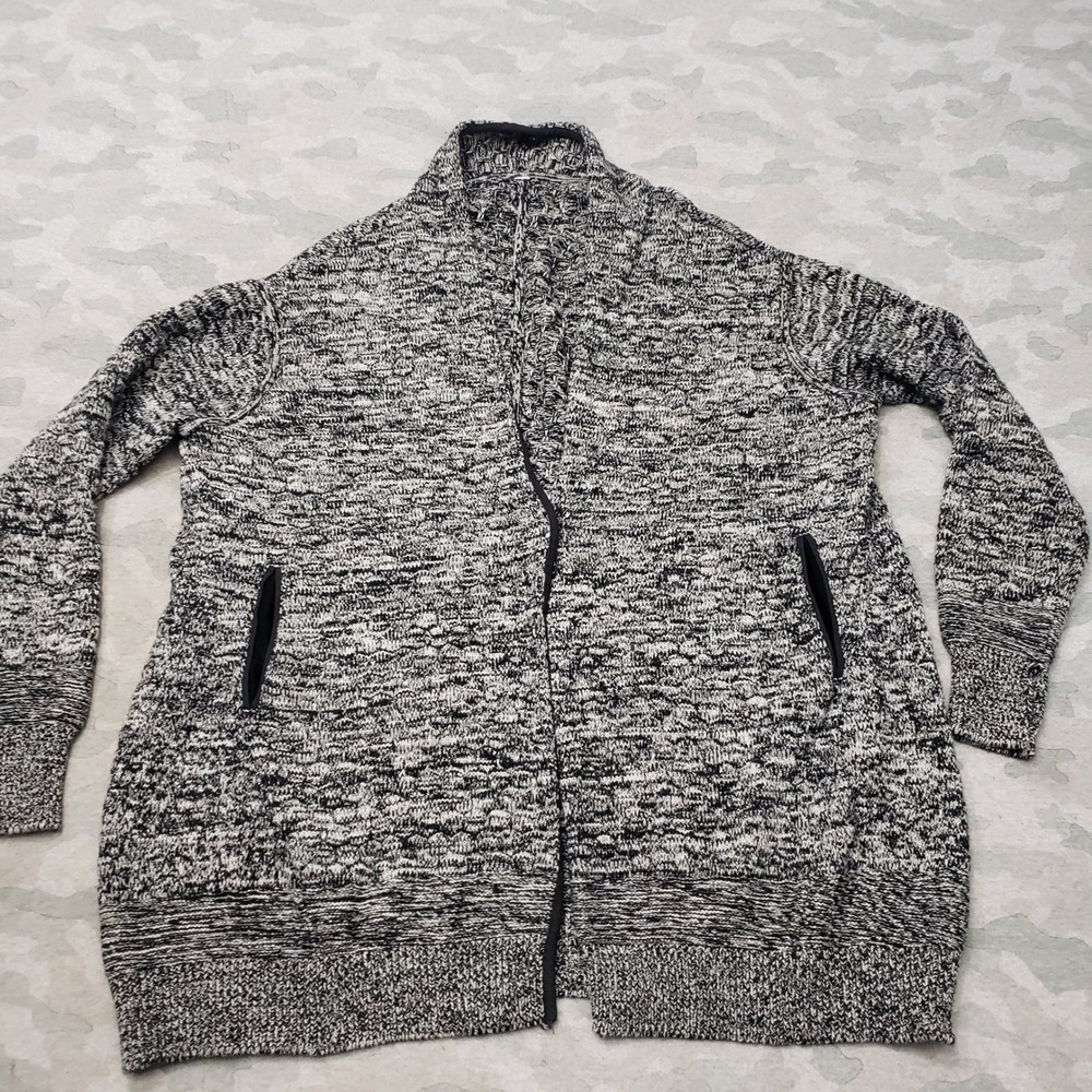Lululemon Cardigan Sweater Womens XL Black Knit Open Front Pocket